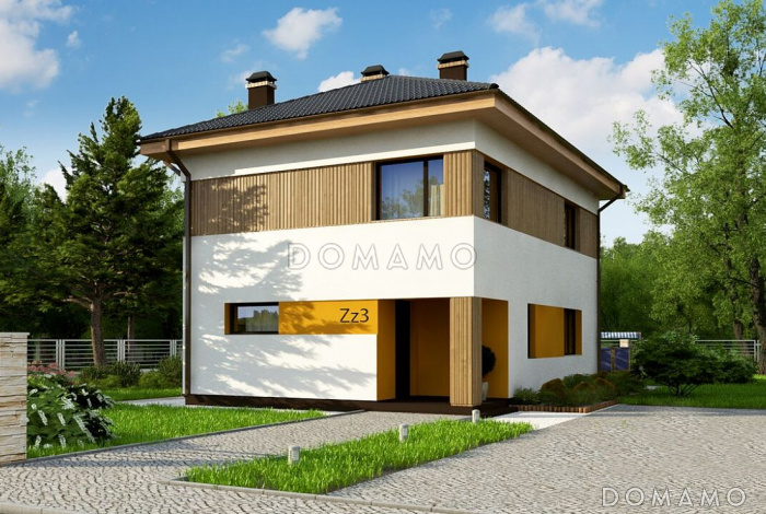 Проект двухэтажного дома с подвалом, кладовой, гостиной с камином, тремя спальнями