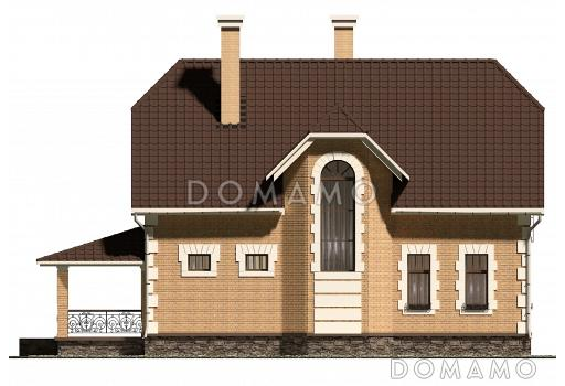 Проект коттеджа с эркером и французскими балконами. / Фасад 2