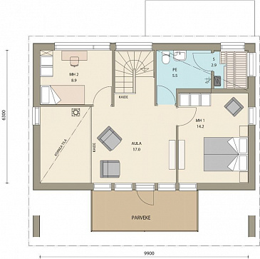 Проект стильного каркасного дома / План 2 этажа