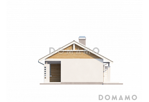 Проект небольшого одноэтажного дома из кирпича с отделённой спальной зоной / Фасад 4