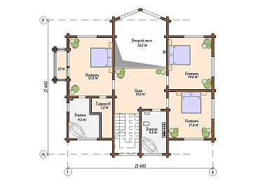 Проект дома из клееного бруса с сауной / План 2 этажа
