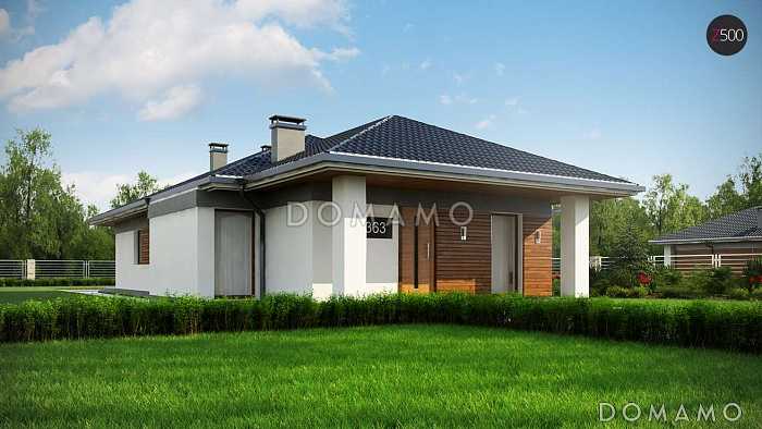 Проект комфортного одноэтажного дома из газобетона с тремя спальнями