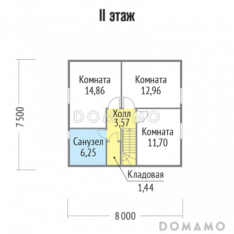 Проект каркасного дома 8х7 с мансардой / План мансардного этажа