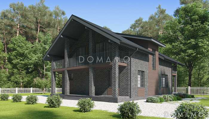 Проект дома с террасами и балконами, спальней на первом этаже, большой кухней столовой, просторным холлом