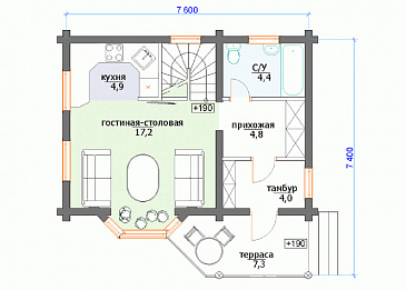 Дом «Популярный» / План 1 этажа