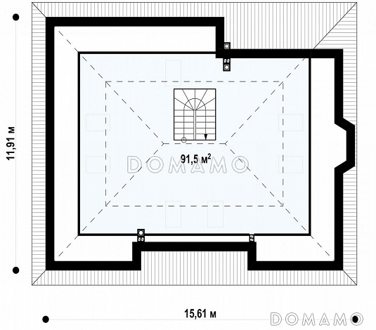 Проект одноэтажного дома из газобетона с мансардой и зоной барбекю на террасе  / План мансардного этажа