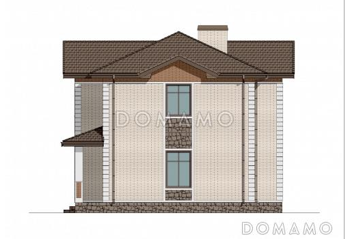 Проект двухэтажного дома с большой гостиной, 4 спальнями, террасой и балконом / Фасад 2