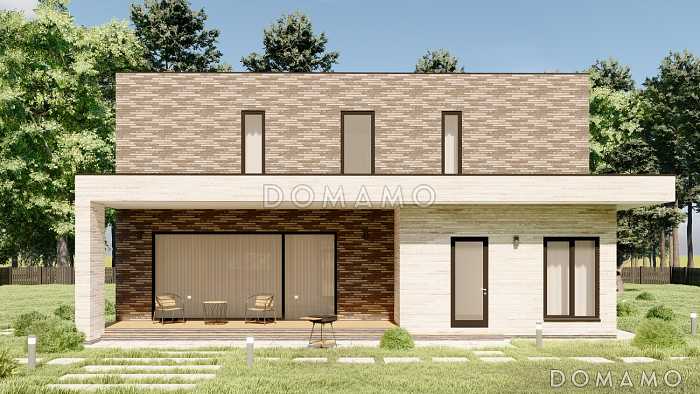 Проект современного дома с плоской кровлей в стиле Хай-Тек S-219-1