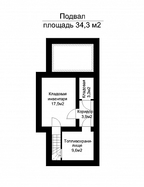 Проект одноэтажного дома вспомогательного назначения с подвалом и комнатой персонала  / План цокольного этажа