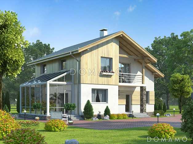 Проект уютного дома с небольшим зимним садом