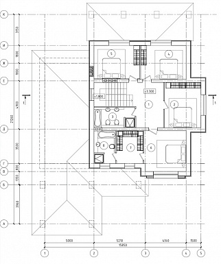 Проект просторного дома с гаражом, крытой террасой и пятью спальнями / План мансардного этажа