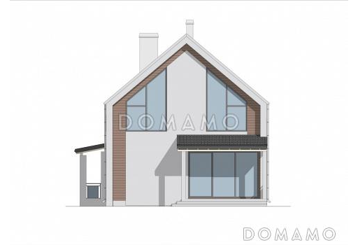 Проект двухэтажного дома с тремя спальными комнатами, балконом и сауной / Фасад 1