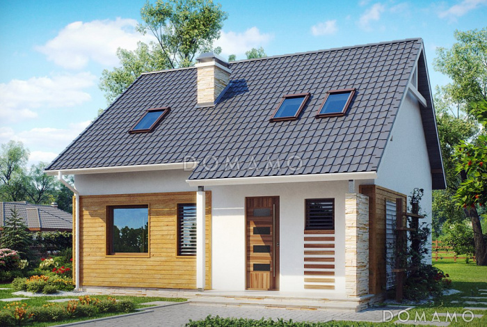 Проект мансардного дома из газобетона с кабинетом, тремя спальнями и балконом