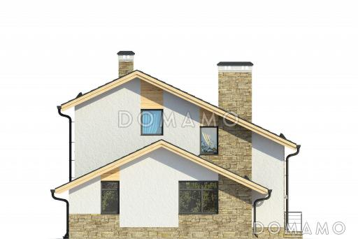 Загородный дом с кухней-столовой, сауной, спальней на первом этаже, террасой / Фасад 4