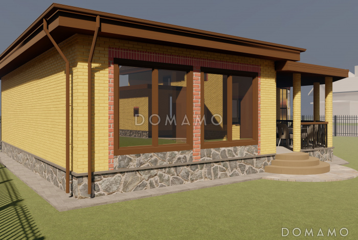 Проект бани с верандой и кухней-гостиной