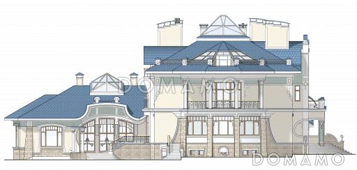 Проект роскошного особняка из кирпича с бассейном на первом этаже / Фасад 3