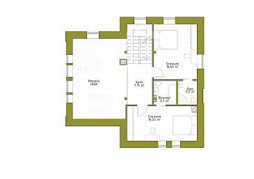 Проект коттеджа из SIP панелей с двусветной гостиной и террасой. / План мансардного этажа