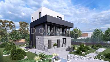 Проект трехэтажного дома в стиле хай-тек, адаптированный для сейсмозоны