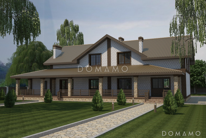 Проект двухэтажного коттеджа на две семьи