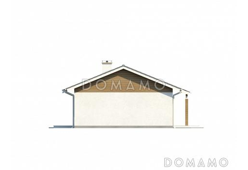 Проект компактного одноэтажного дома из газобетона с тремя спальнями и небольшой крытой террасой / Фасад 1