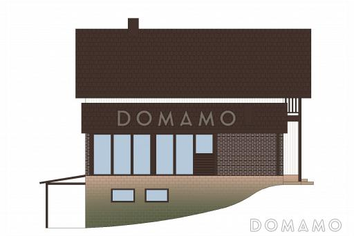 Проект дома из газобетона с цокольным этажом и небольшим бассейном / Фасад 3