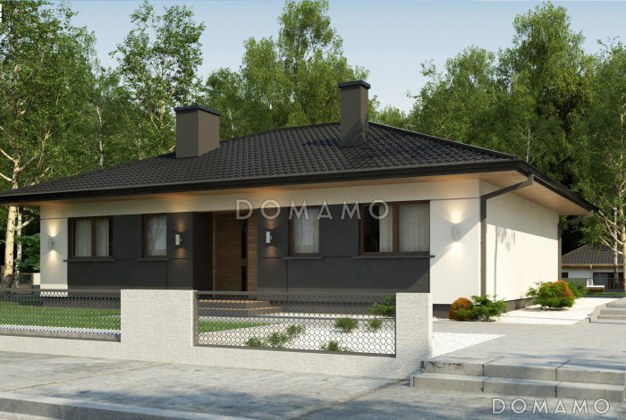 Проект дома с функциональной планировкой, светлыми помещениями, хозяйской спальней, гостиной с камином