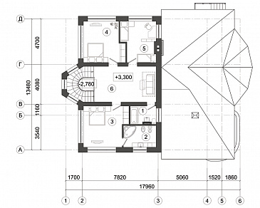 Проект дома с окнами разной формы / План 2 этажа