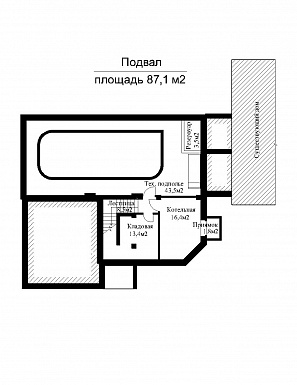 Проект бассейна с гаражом на две машины / План цокольного этажа
