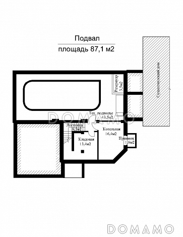 Проект бассейна с гаражом на две машины / План цокольного этажа