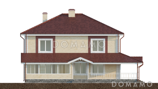 Проект двухэтажного дома с кабинетом, спортзалом, верандой и террасой / Фасад 1