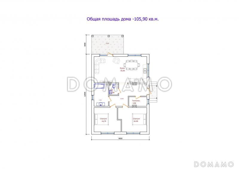 Проект 302 / План 1 этажа