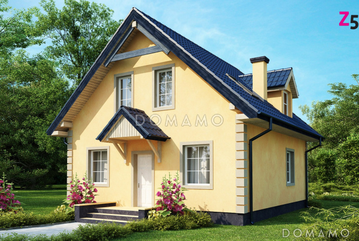 Проект одноэтажного дома из газобетона с мансардой и просторной гостиной