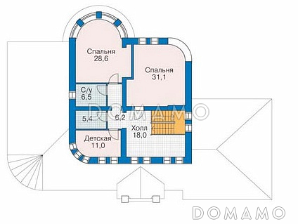 Проект большого дома с гаражом на две машины / План 2 этажа