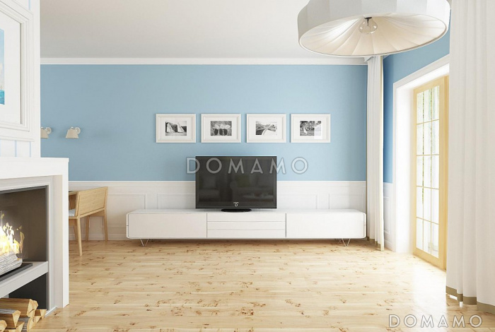 Проект одноэтажного мансардного дома из газобетона с боковым эркером