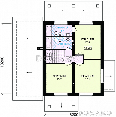 Проект дома из SIP панелей для постоянного проживания с гаражом для одной машины / План мансардного этажа