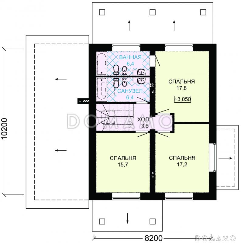 Проект дома из SIP панелей для постоянного проживания с гаражом для одной машины / План мансардного этажа