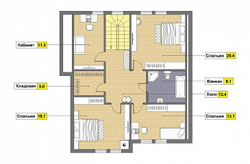 Проект кирпичного дома с ванной комнатой на втором этаже / План мансардного этажа