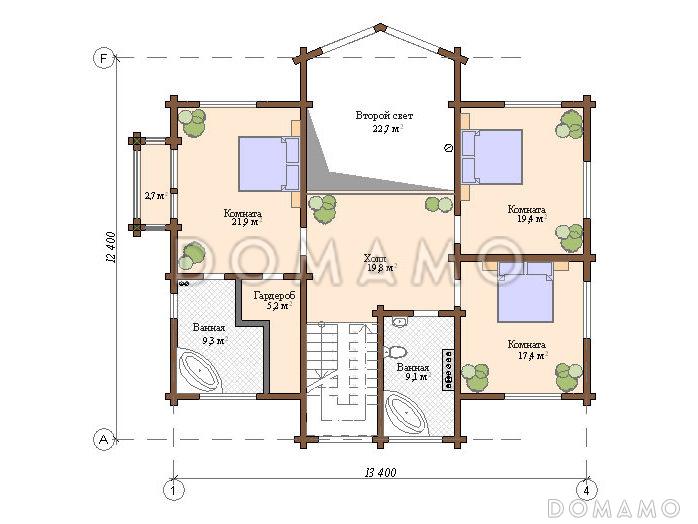 Проект дома с сауной на первом этаже / План мансардного этажа