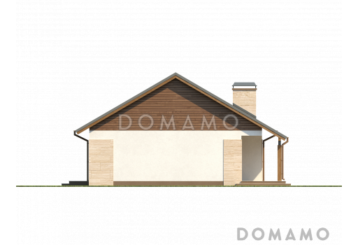 Проект классического одноэтажного дома из кирпича с тремя спальнями и возможностью обустройства мансарды / Фасад 3