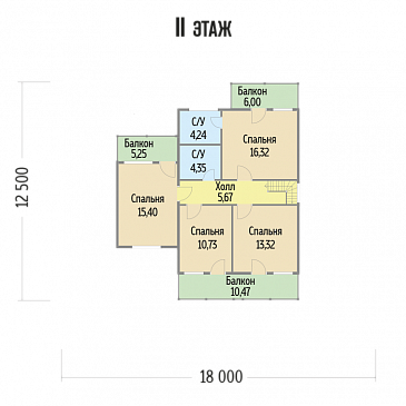 Проект  дома с хозяйственной комнатой на первом этаже / План 2 этажа