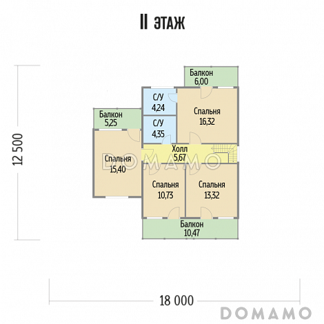 Проект  дома с хозяйственной комнатой на первом этаже / План 2 этажа