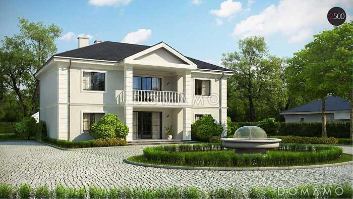 Проект большого двухэтажного дома из газобетона с четырьмя спальнями, сауной и просторной дневной зоной