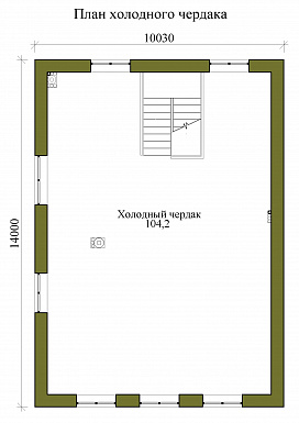 Проект трехэтажного газобетонного дома с пятью спальнями, холодным чердаком и подвалом / План 3 этажа