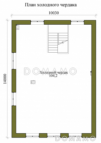Проект трехэтажного газобетонного дома с пятью спальнями, холодным чердаком и подвалом / План 3 этажа