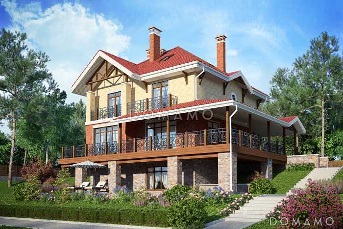 Проект дома с бильярдной, хамамом и большой террасой