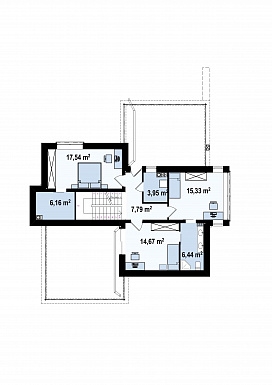 Проект красивого двухэтажного коттеджа из газобетона с террасами на втором уровне / План 2 этажа