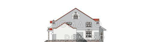 Проект двухэтажного дома с просторной гостиной, зимним садом, бассейном и кабинетом на втором этаже / Фасад 2