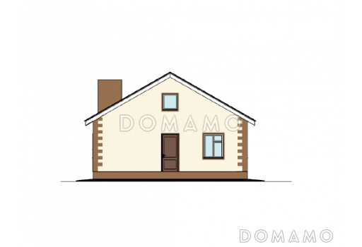 Проект дома с кладовой, кухней-столовой, гостиной, тремя спальнями / Фасад 2