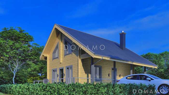 Проект двухэтажного дома с крытой и открытой террасами