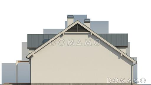 Проект одноэтажного мансардного дома из кирпича с кабинетом, гаражом и большой гостиной / Фасад 4